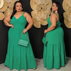 Vestido Longo Duna Detalhe Franzido Alça Regulável - loja online