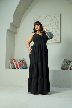 Vestido Longo Duna Detalhe Franzido Alça Regulável - loja online
