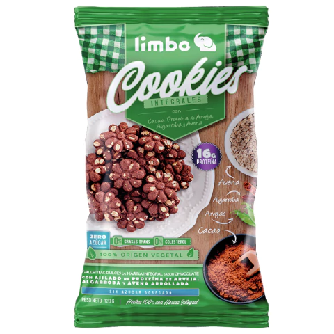 Cookies integrales con proteina de arveja, avena y algarroba Limbo 150g - comprar online