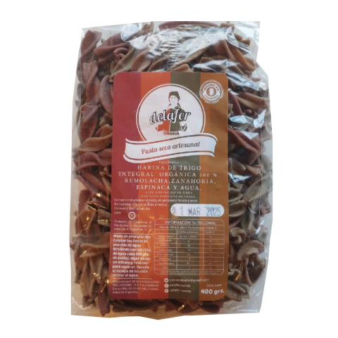 Pasta tirabuzón integral tricolor Delafer 400g