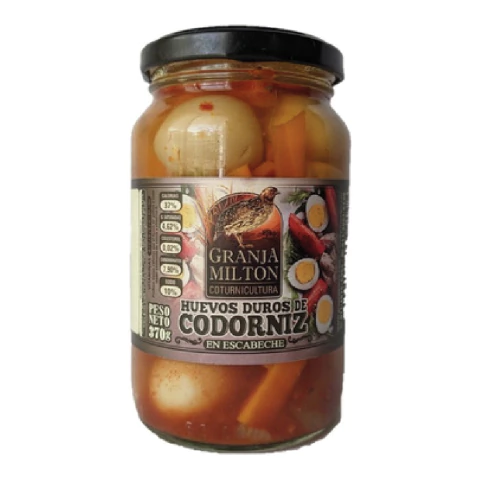 Huevos duros de codorniz en escabeche Granja Milton 370g - comprar online
