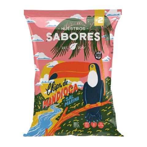 Chips de mandioca y sal marina Nuestros sabores 80g