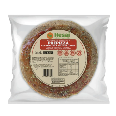 Prepizzas integrales con semillas y salsa de tomate Hesai 330g