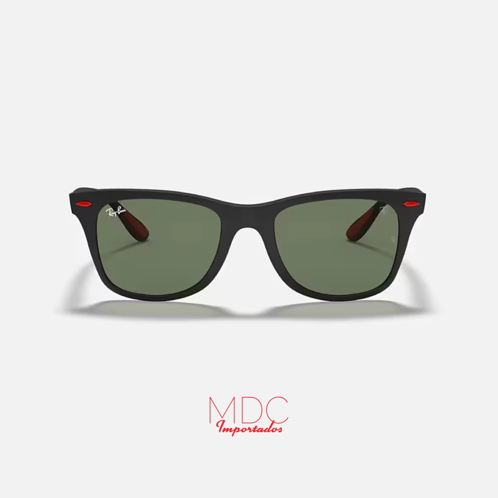 Ray-Ban Ferrari Wayfarer Matte Negro Verde Polarizado RB4195M