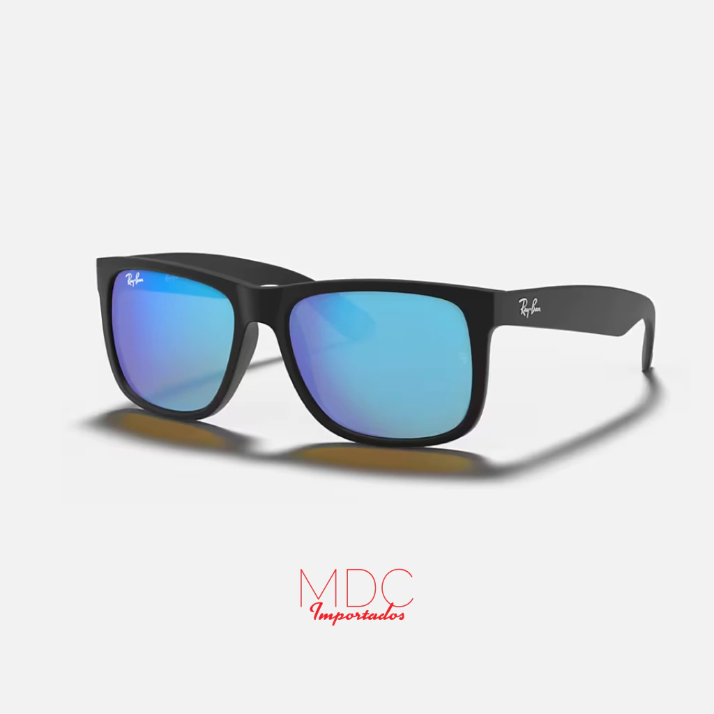 Ray-Ban Justin Matte Negro Azul Espejado RB4165