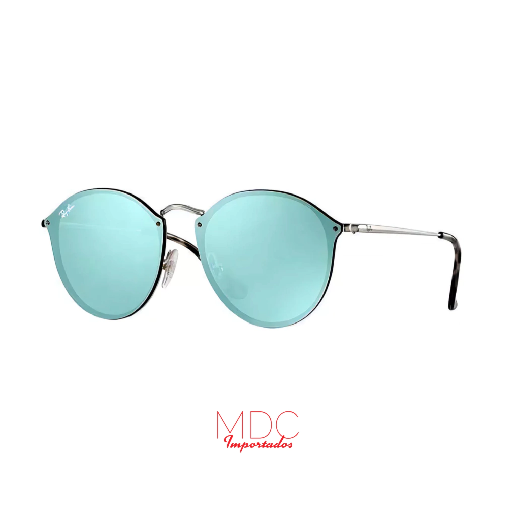 Ray-Ban Round Blaze Plateado Verde Espejado RB3574