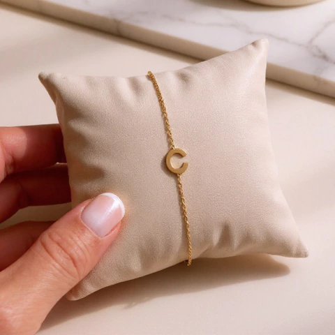 Pulseira Personalizada Inicial Banho Ouro 18K