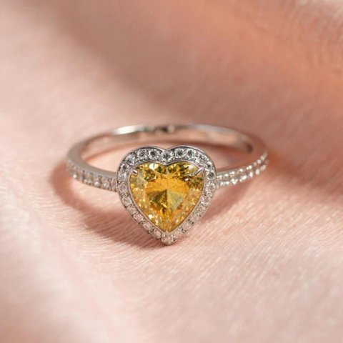 Anel Coração Citrino