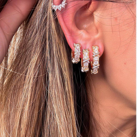 Argola Xis Banho Ouro