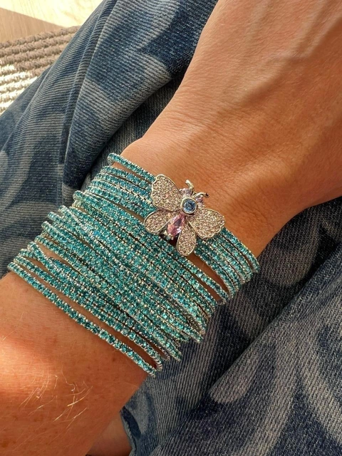 Kit pulseira strass azul (não acompanha pingente)