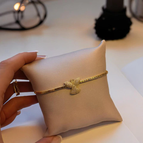 Pulseira Espírito Santo Ajustável Banho Ouro