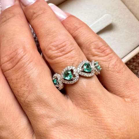 Anel Corações Turmalina