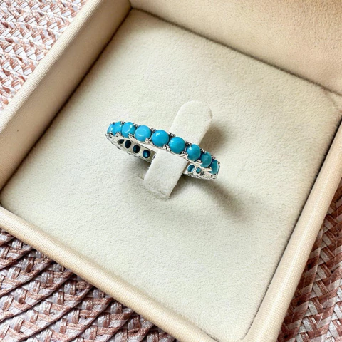 Aliança Zircônias Nano Turquesa