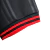 Canto de uma camisa preta do Flamengo III 19/20, destacando a barra com detalhes em vermelho e preto.