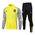 Conjunto de treino masculino da Adidas, amarelo e cinza, com jaqueta e calça, representando o Flamengo.