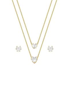 Mix De Colares e Brinco Coração incolor - comprar online