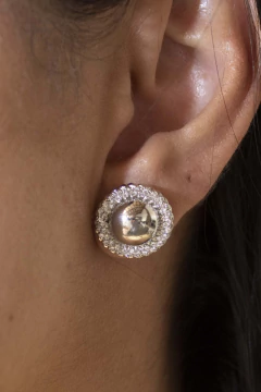 Brinco Círculo com Borda Cravejada - Babi joias e semijoias