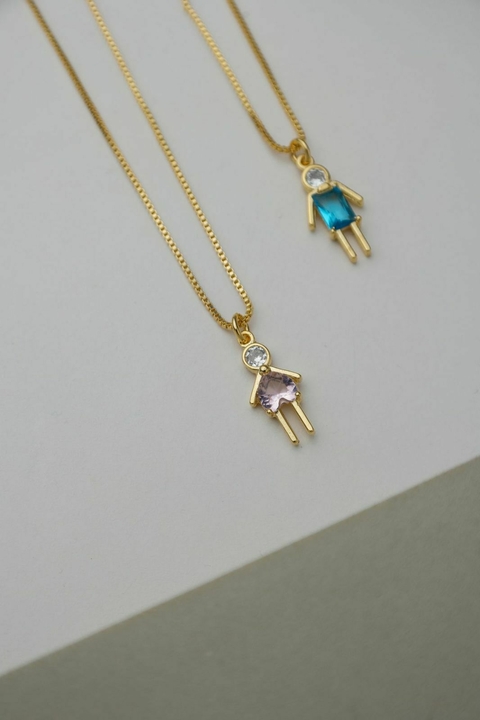 Colar Menina com zircônia rosa - comprar online