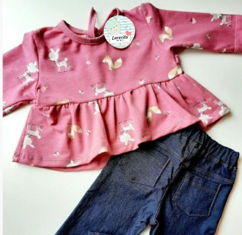 REMERON MANGA LARGA ROSA CON ANIMALITOS 18m