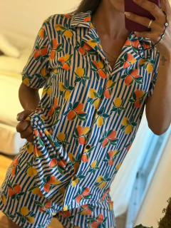 PIJAMA CAMISERO LEMON + ROPA INTERIOR DE REGALO (CONJUNTO DE LENCERIA O BOMBACHAS) - Clotilde