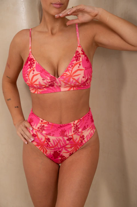 BIKINI TIRO ALTO BLOOM Clotilde + TEJIDO DE REGALO (POLLERA, SHORT, REMERON O VESTIDO) - comprar online