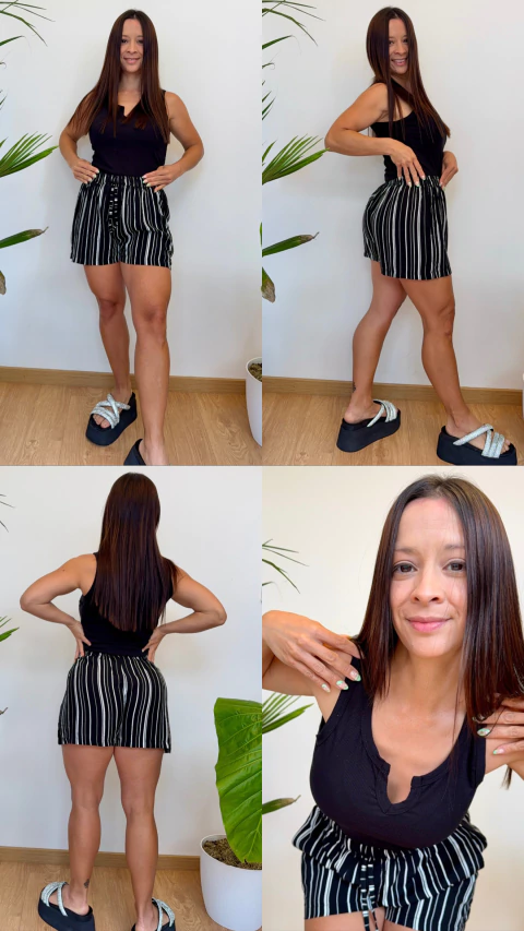 Pack short rallado negro y blanco de fibrana + remera o musculosa - comprar online