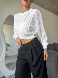 Suéter Globo Tejido Blanco - tienda online
