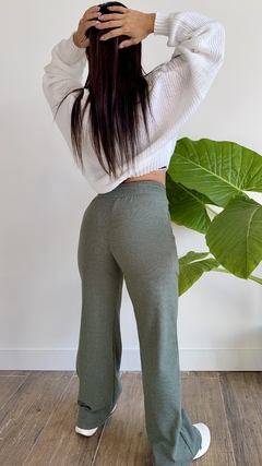 Pantalón Palazo de Dralón con Lycra Verde Rita - Clotilde