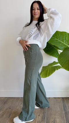 Pantalón Palazo de Dralón con Lycra Verde Rita - comprar online