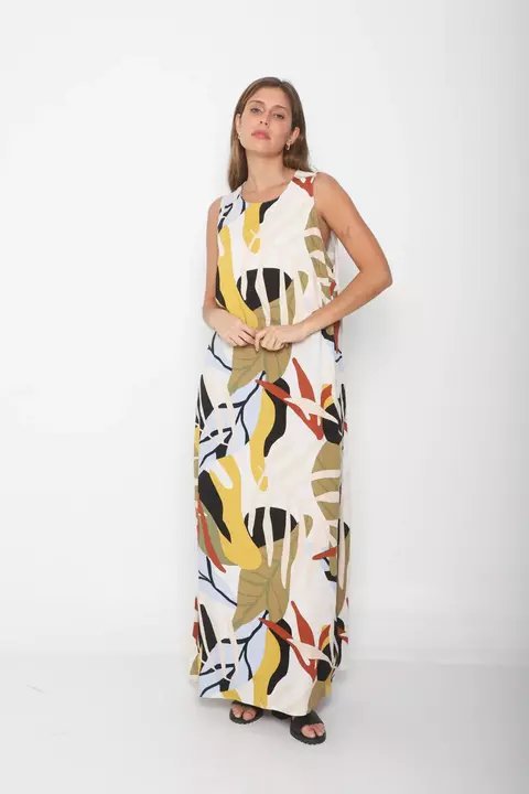 VESTIDO JOSEFA CLOTILDE POPLIN PLANTAS - comprar online