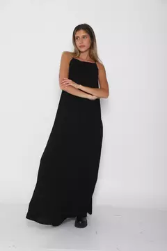 VESTIDO SOFIA LINO LISO CLOTILDE NEGRO - comprar online