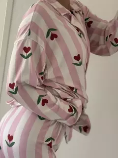 PIJAMA CAMISERO ROSALIA + ROPA INTERIOR DE REGALO (PACK DE BOMBACHAS O CONJUNTO DE LENCERIA)