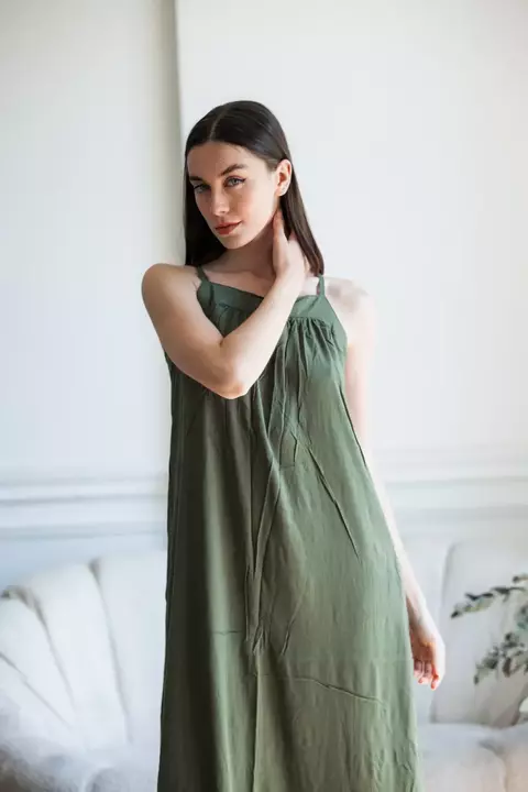 VESTIDO SOFIA LINO LISO CLOTILDE VERDE - comprar online