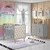 Quarto de Bebê Retrô Cômoda com Fraldário Ludmila Berço c/ Capitonê Lorena Cinza Carolina Baby
