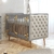 Quarto de Bebê Retrô Cômoda com Fraldário Ludmila Berço c/ Capitonê Lorena Cinza Carolina Baby - comprar online