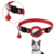 Coleira vermelha com suporte GPS para gatos e cachorros, com sino e fecho ajustável.