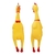 Brinquedo em formato de frango sonoro para cachorro, cor amarelo com detalhes em vermelho, medindo 31 cm.