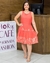 Vestido Curto Evasê Viscolinho Estampado 025 - Flor de Café Moda