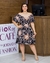 Vestido Curto Evasê Viscolinho Estampado 012 - Flor de Café Moda