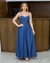 Vestido Longo Evasê Jeans Cor Lisa 001