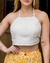 Cropped Feminino Alça Linho Cor Lisa 003