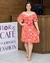Vestido Curto Evasê Viscolinho Estampado 012 - Flor de Café Moda