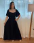 Vestido Maxi Midi Viscose Sarjada Manga Curta Decote Quadrado - loja online