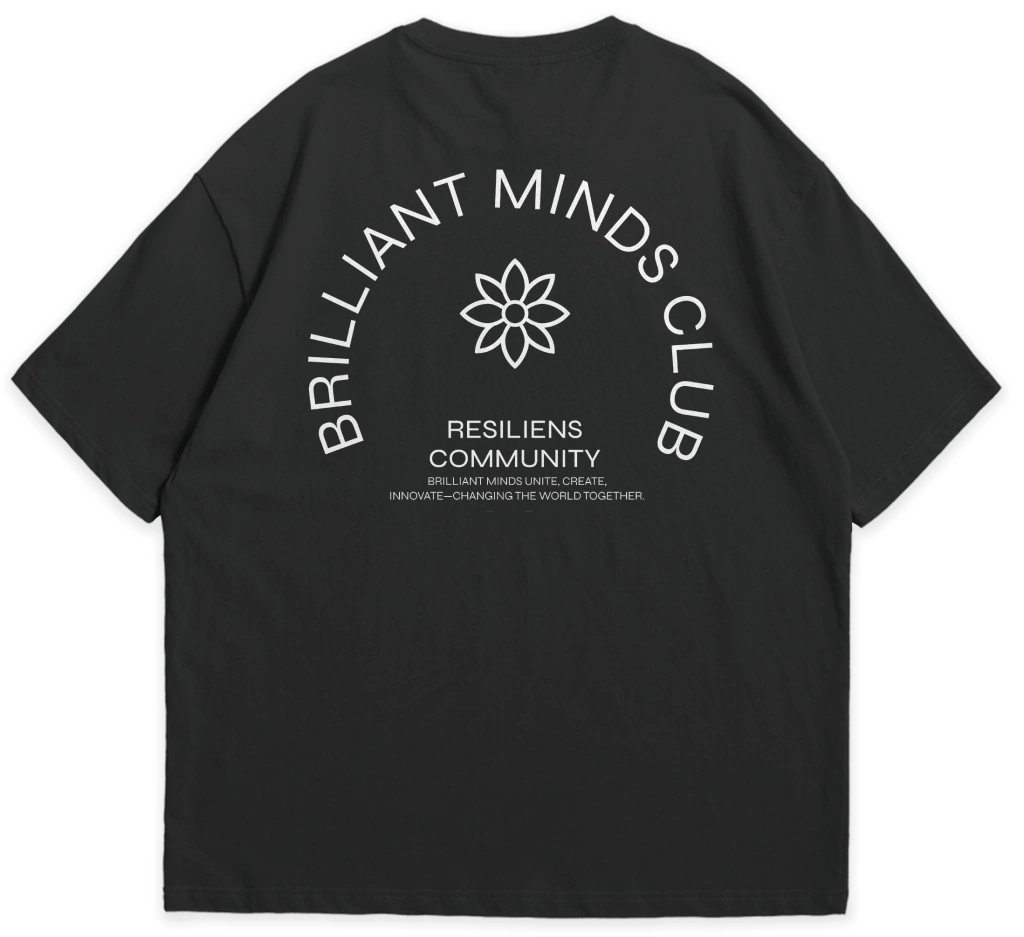 Camiseta Oversized Brilliant Mind Preto