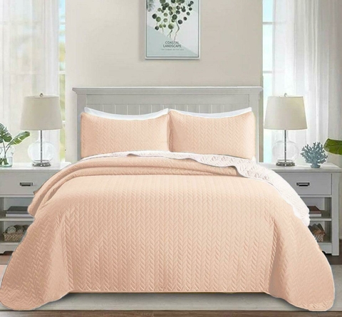 Cubrecama Matelaseado 4 estaciones Liso Full / Queen Size Salmon