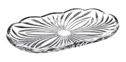 Travessa Bandeja Cristal Transparente Alberta 23,8x14cm