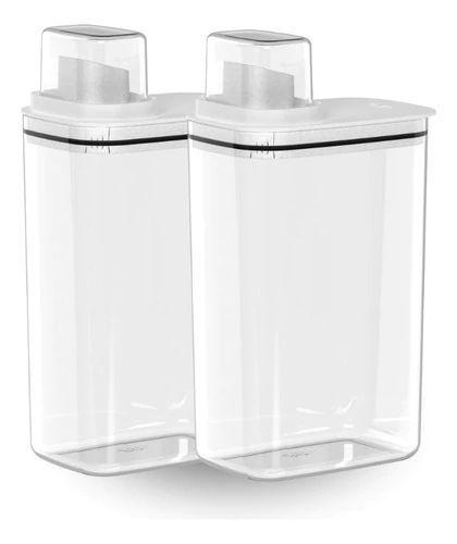 Kit com 2 Dispenser Flow 2,3L para Sabão e Amaciante OU, Organizador com Dosador para Lavanderia