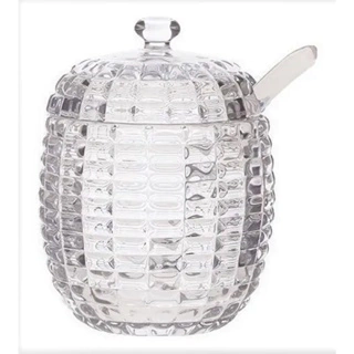 Açucareiro De Cristal Colmeia 210ml Com colher Acrílica