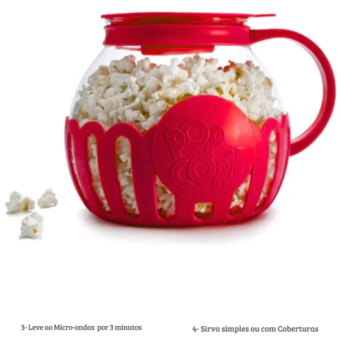 Pipoqueira para Micro Ondas 2,25L Vermelha Vidro - Lyor