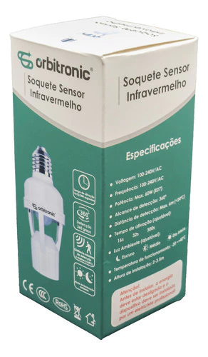 Sensor De Presença P/lâmpada Soquete E27 C/fotocélula Bocal
